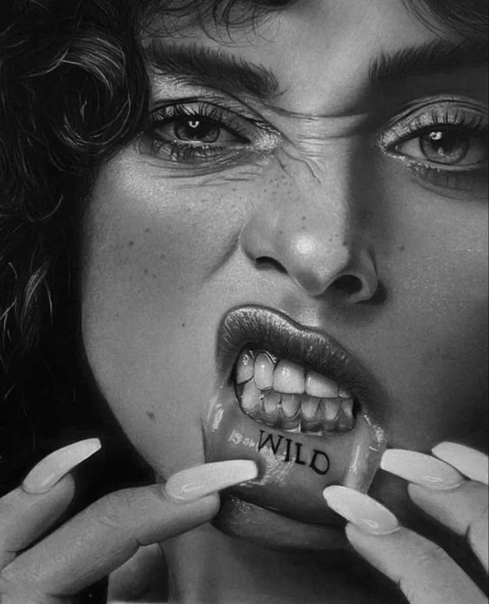 Bold Black and White Fashion Shot with Edgy Facial Detail