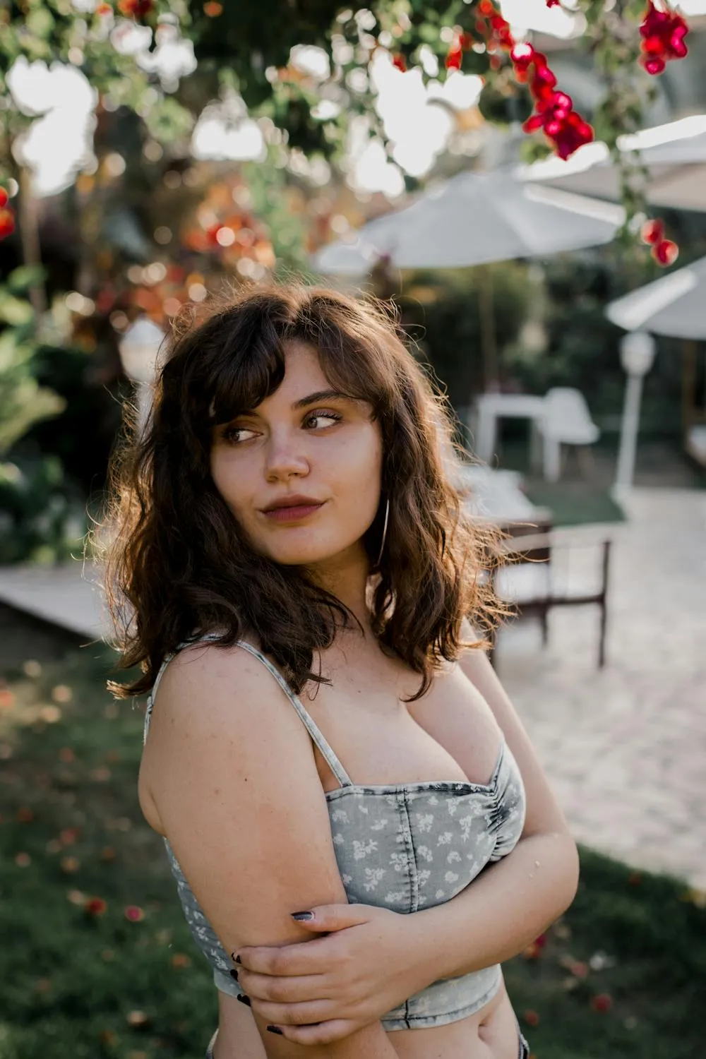 Casual Candid Photo of a Woman with Short Hair Outdoors