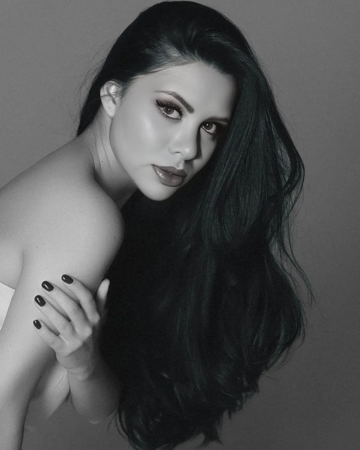Classic Black and White Photo of a Woman with Long Hair