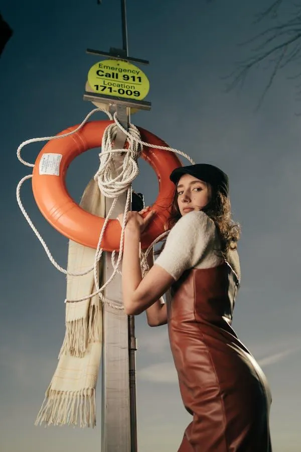 Fashion Model in a Brown Outfit Posing with Street Signs