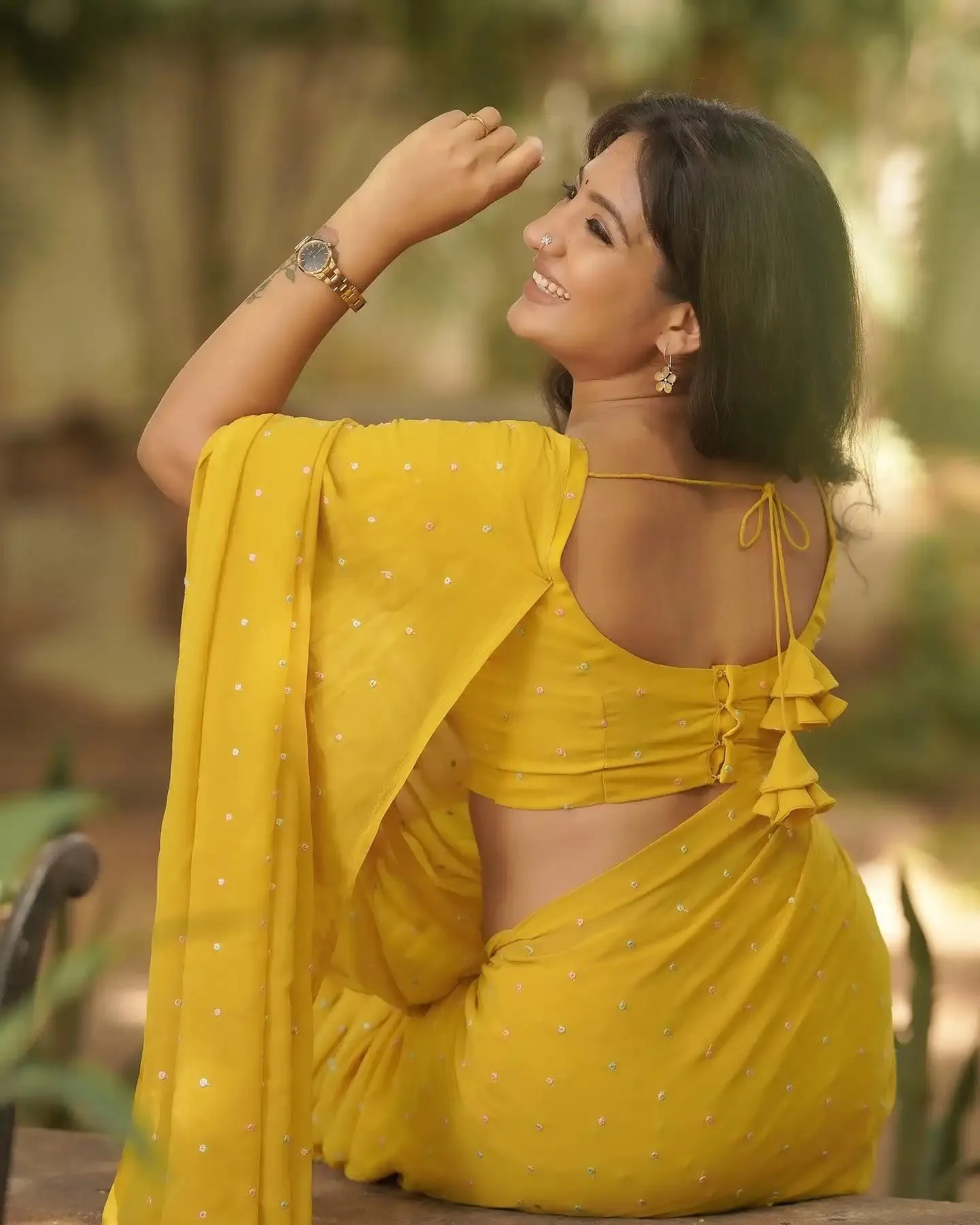 Gorgeous Bindu Hima in Yellow Saree with Graceful Charm