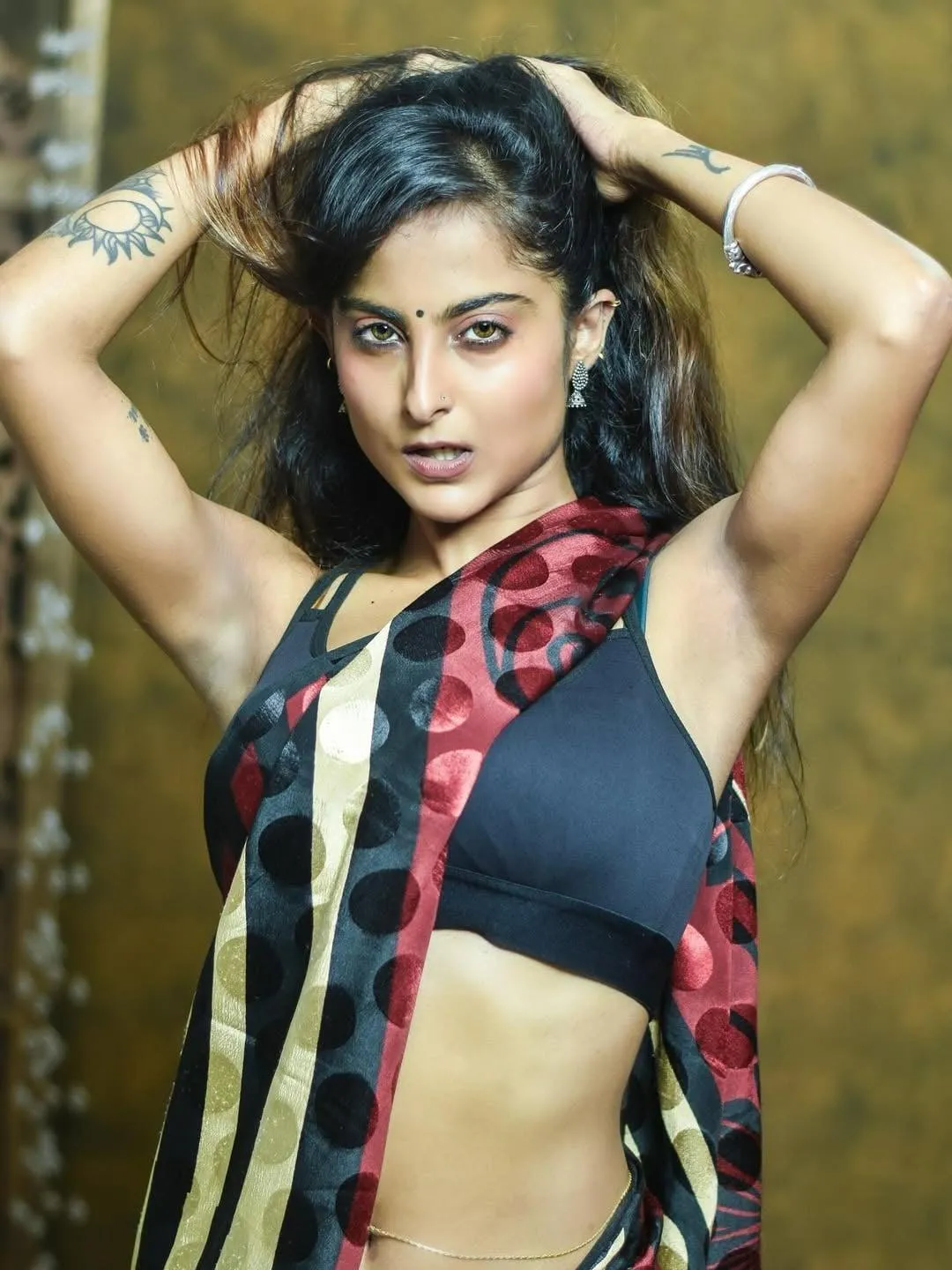 Gorgeous Debpriya Ghosh in Striped Saree with Modern Style