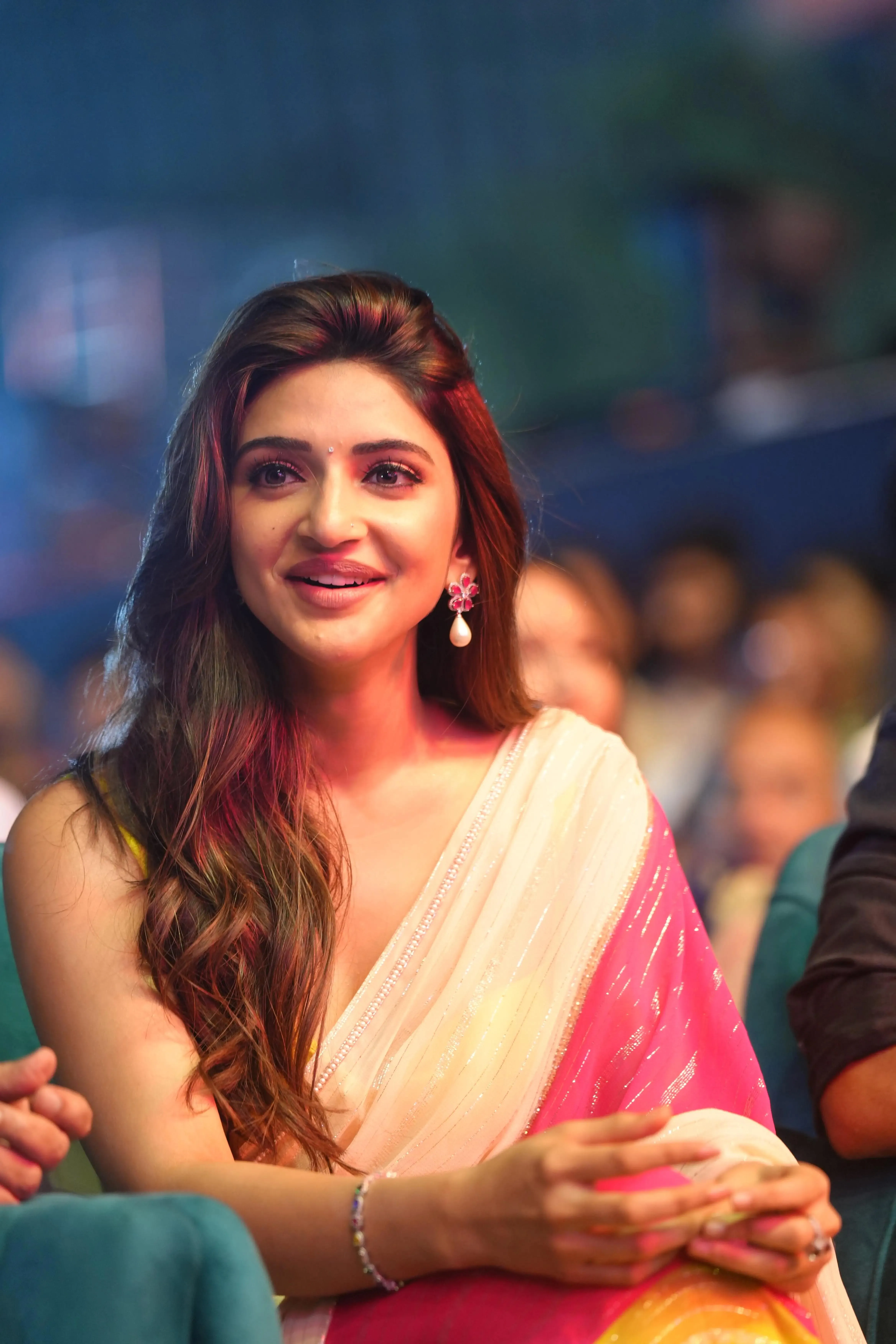 Gorgeous Sreeleela in White Saree with Joyful Smile Picture