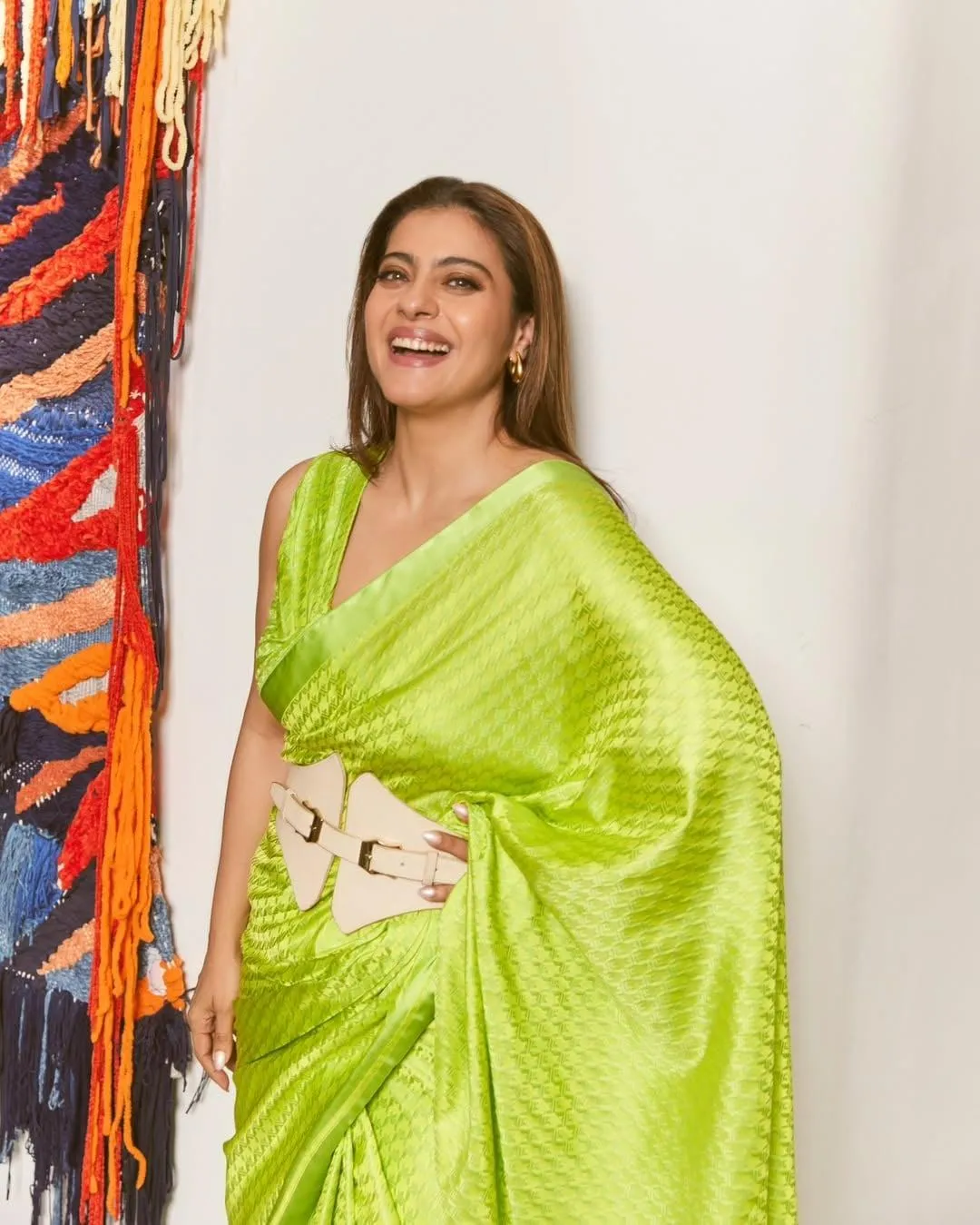 Hot Kajol Glowing Beautifully in Vibrant Green Saree