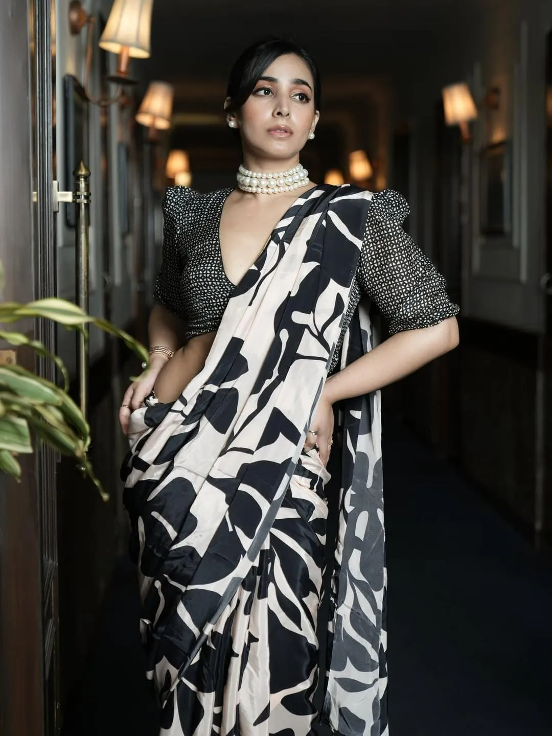 Hot Srijla Guha in Black Saree with Confident Bold Style