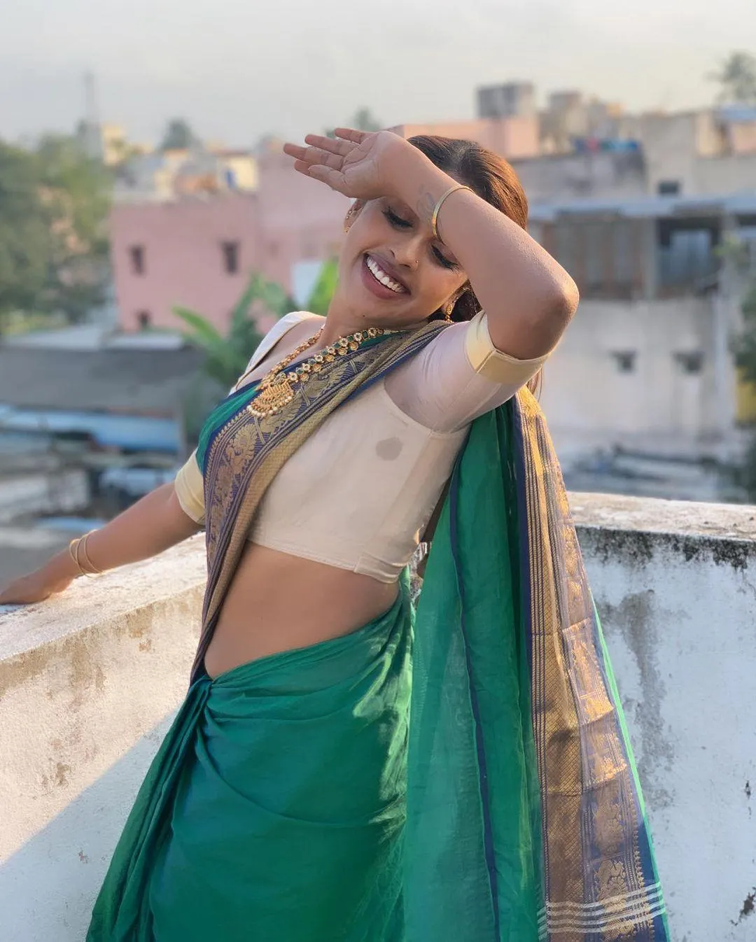 Hottie Srinikha in Green Saree with Soft Graceful Allure