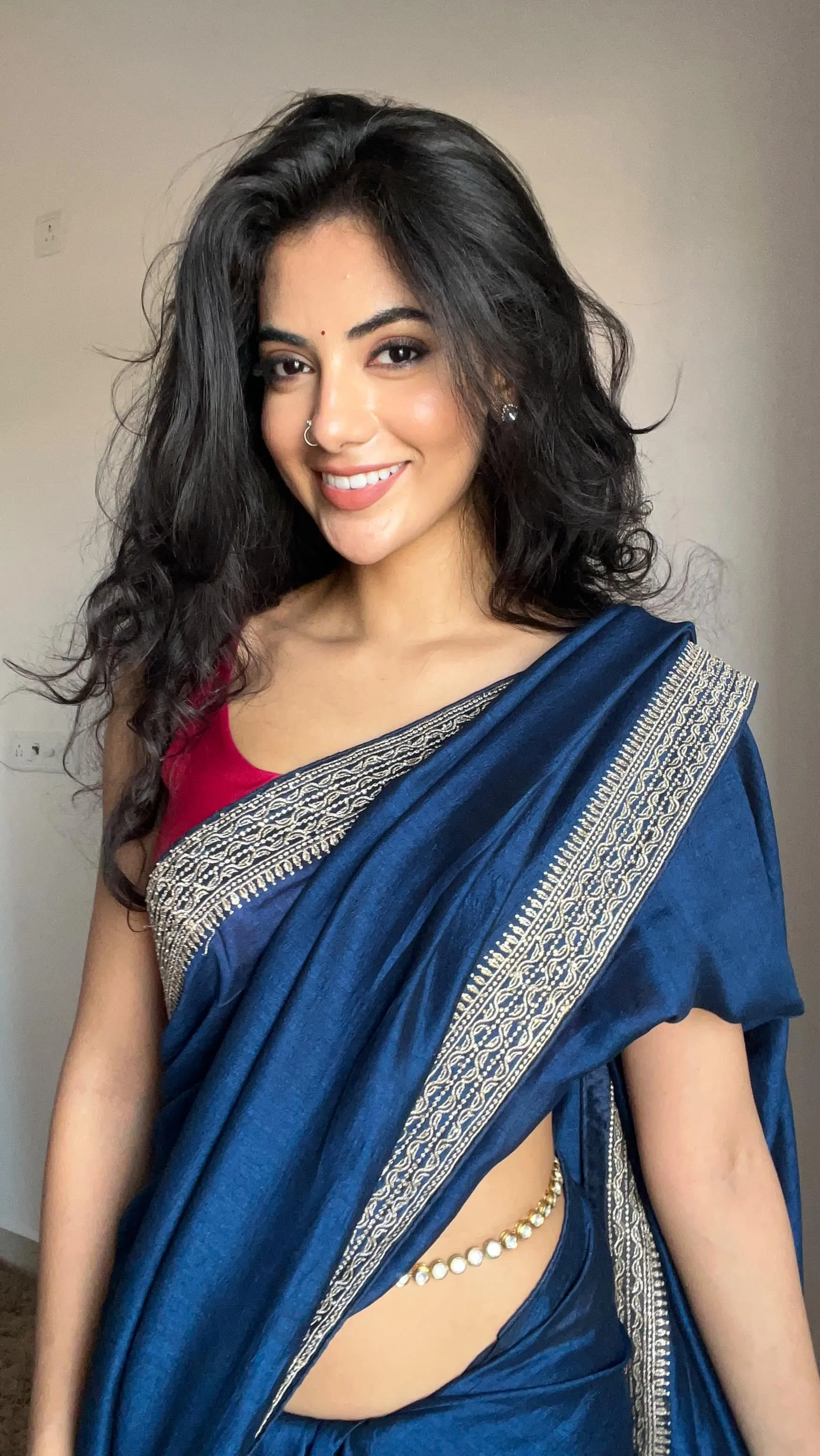Malina in Blue Saree Posing with Elegance and Style Picture