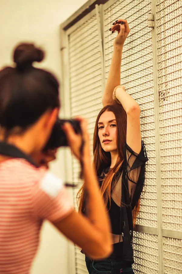 Model Posing Indoors During Behind a Scenes Photoshoot Image