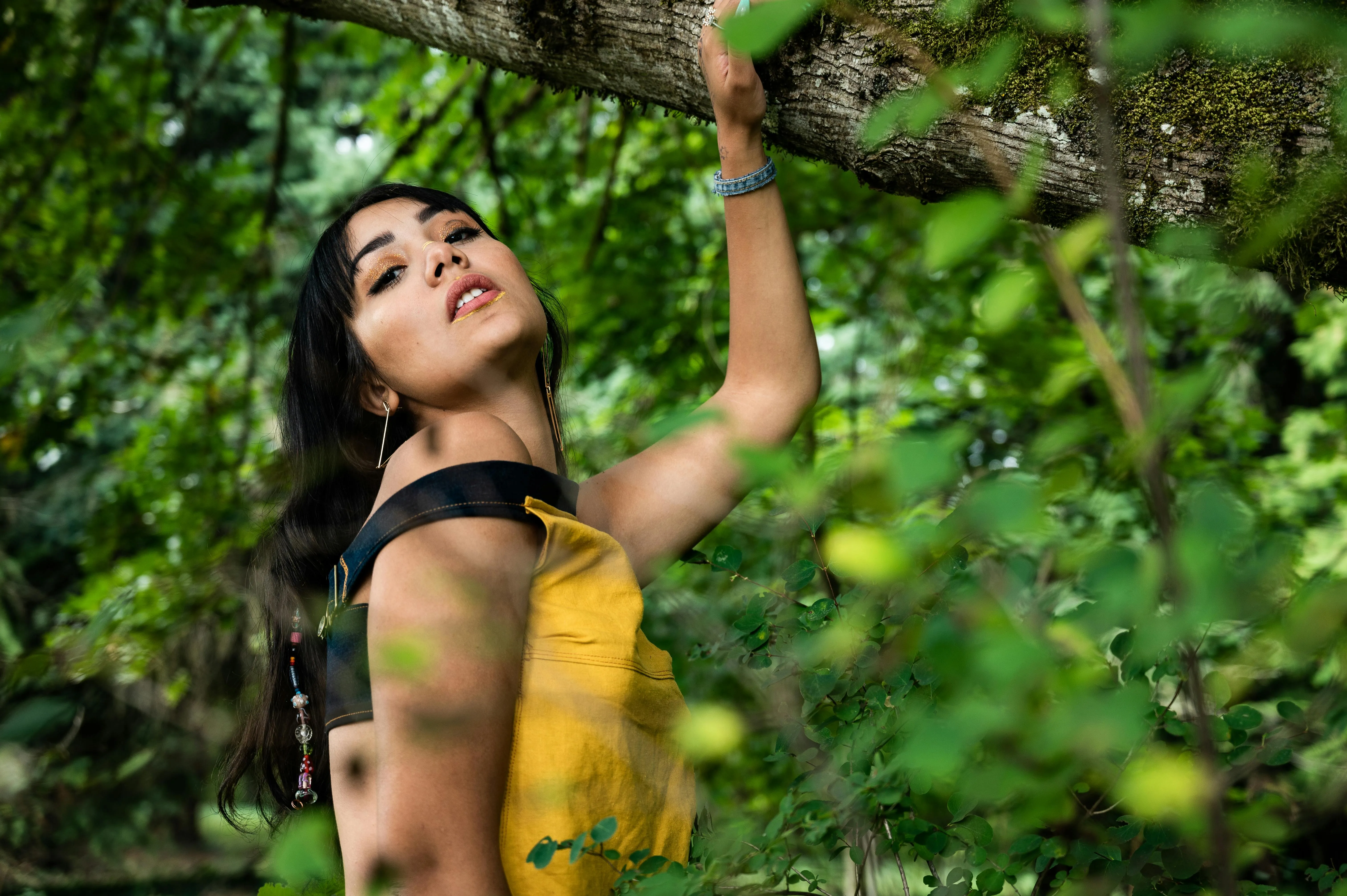 Nature Inspired Photo of a Woman in a Yellow Corset Top