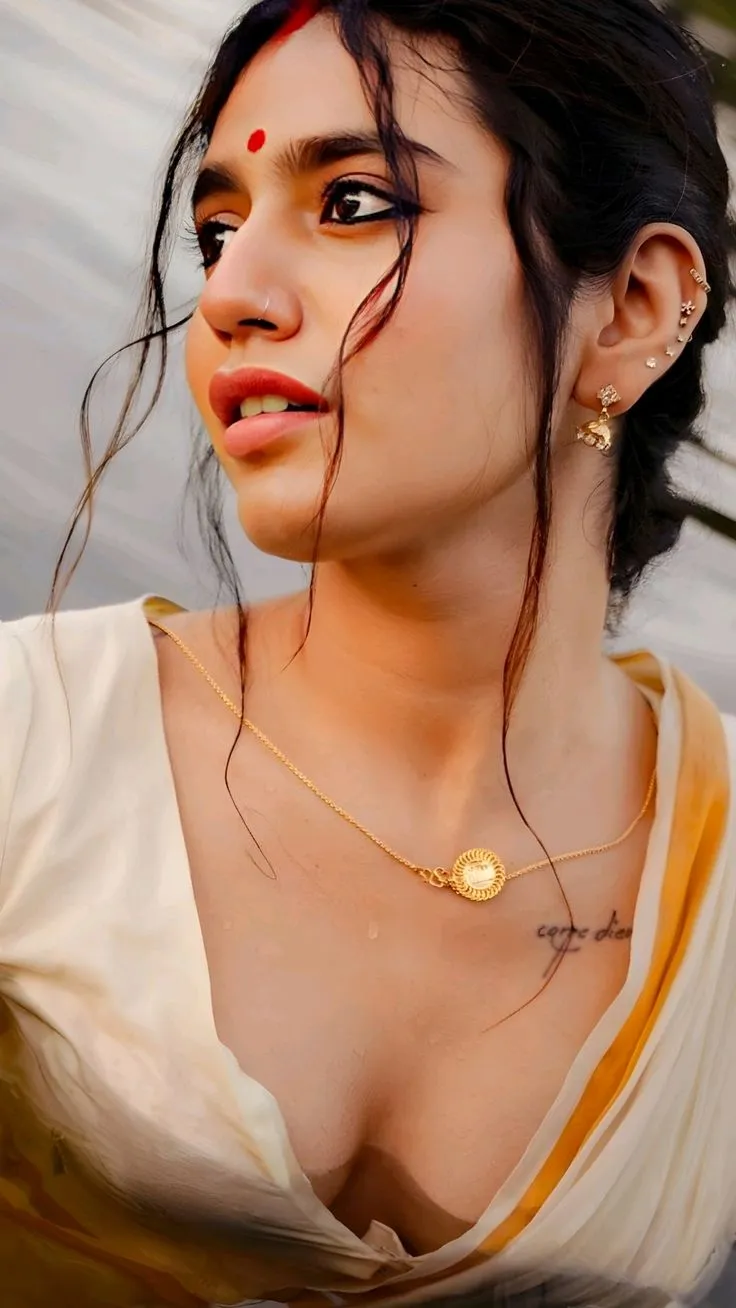 Priya Varrier in a sexy pose wearing Kerala saree wallpaper