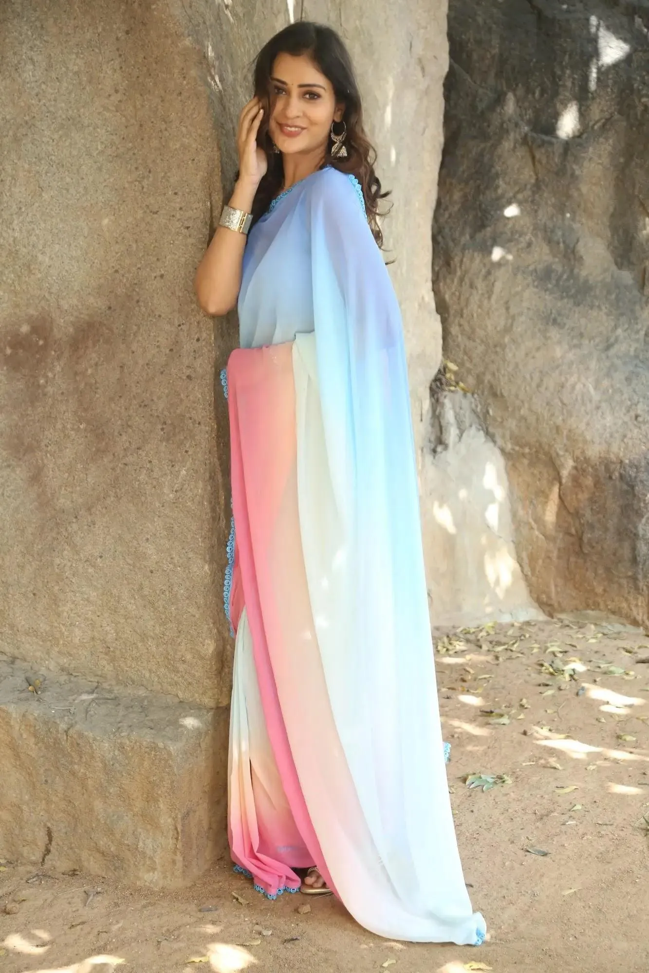 Stunning Payal Rajput in Pastel Saree with Outdoor Style