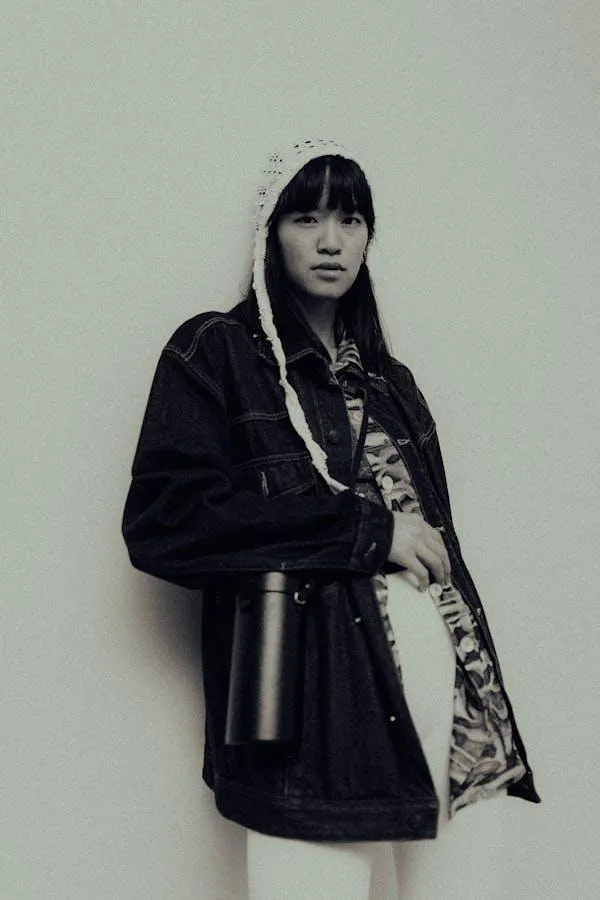 Stylish Woman in a Oversized Coat Posing in Urban Outfit