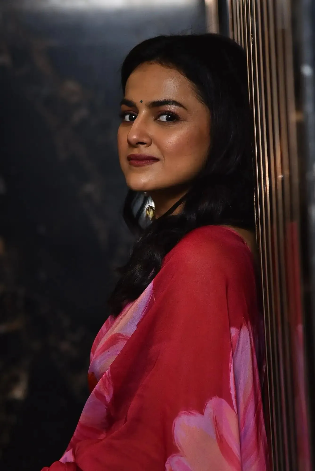 Sultry Shraddha Srinath Glowing Elegantly in Red Silk Saree