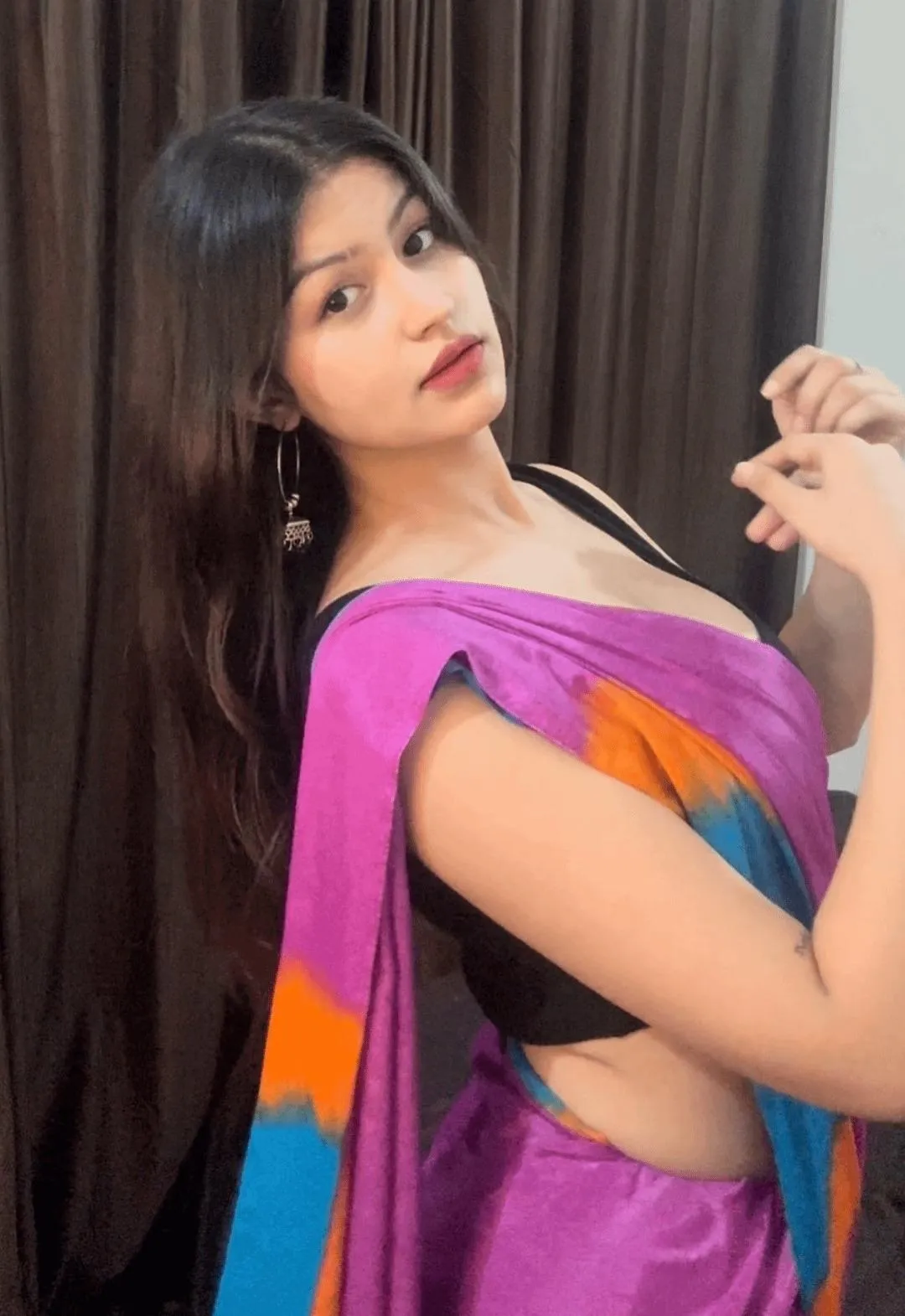 Tempting Priya Patel Glowing Brightly in Colorful Silk Saree