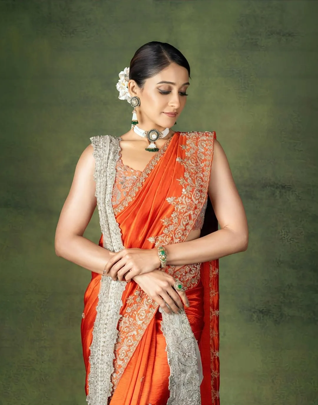 Tempting Regina Cassandra in Red Saree Defining Beauty