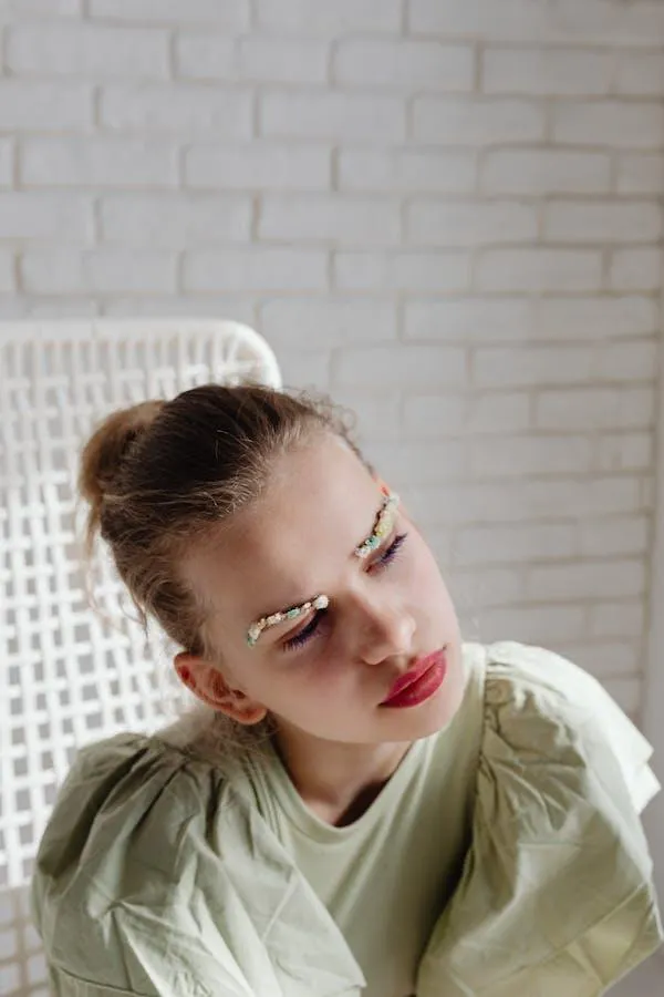 Woman Sitting in a White Chair Looking Away with Soft Light