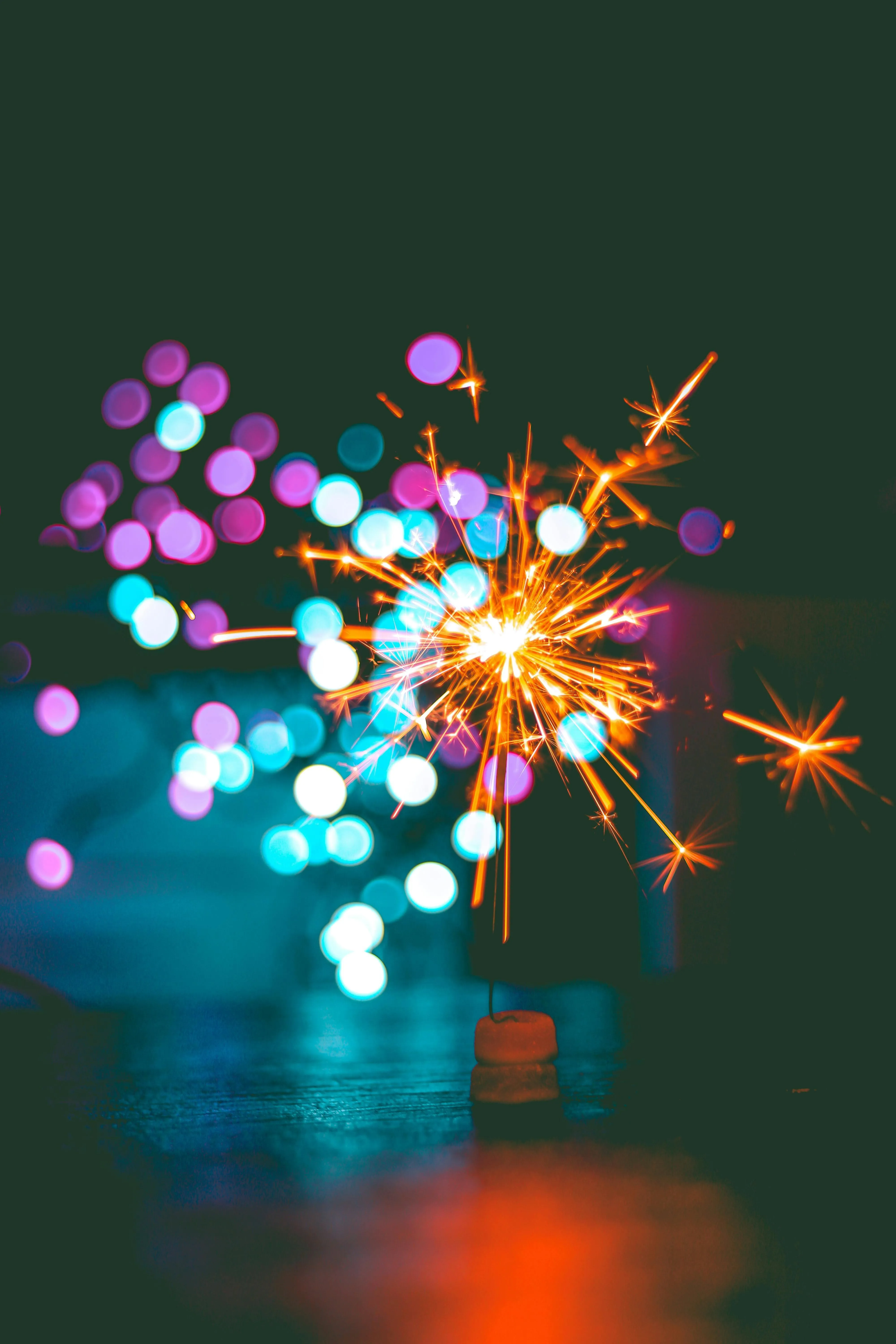 Abstract sparkles in the night creating a colorful show