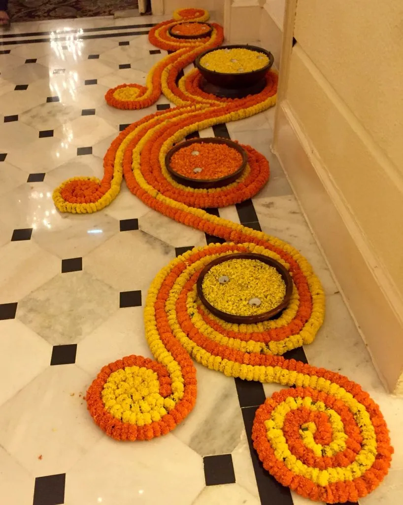 Abstract spiral design Onam Athapoookolam with vessel HD