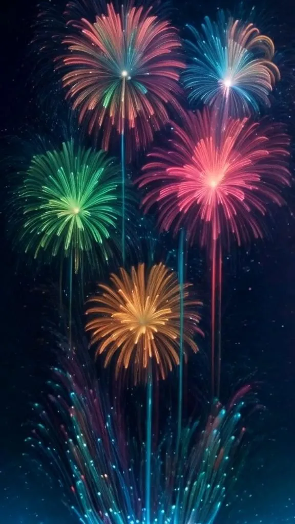 Amazing Colorful Fireworks Filling the Night Sky image