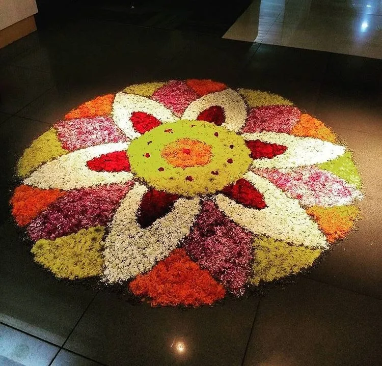 Artistic circular floral pattern pookolam design free image
