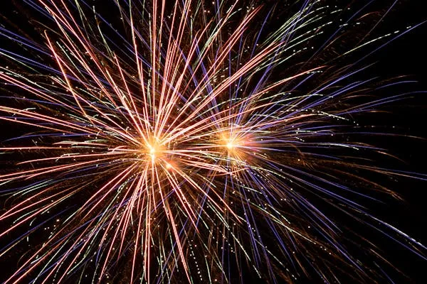 Beautiful Fireworks Create Colorful Sparks in the Dark Sky