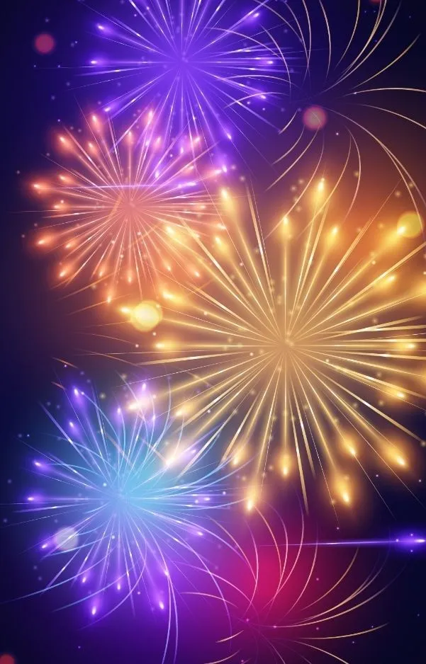 Beautiful fireworks display bursting with radiant colors