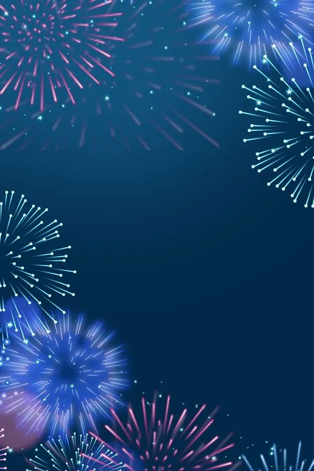Beautiful fireworks display with a starry blue background