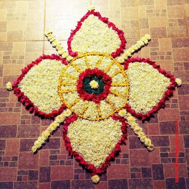 Beautiful floral rangoli design for Onam celebration HD