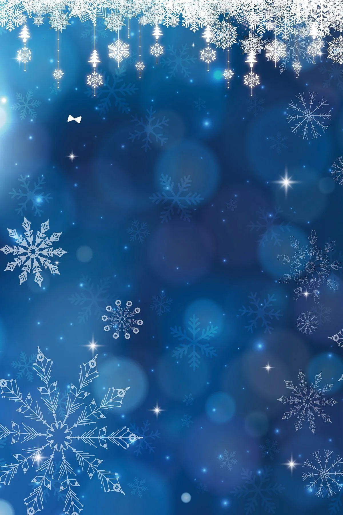 Beautiful snowflakes and bokeh light effects in the backdrop