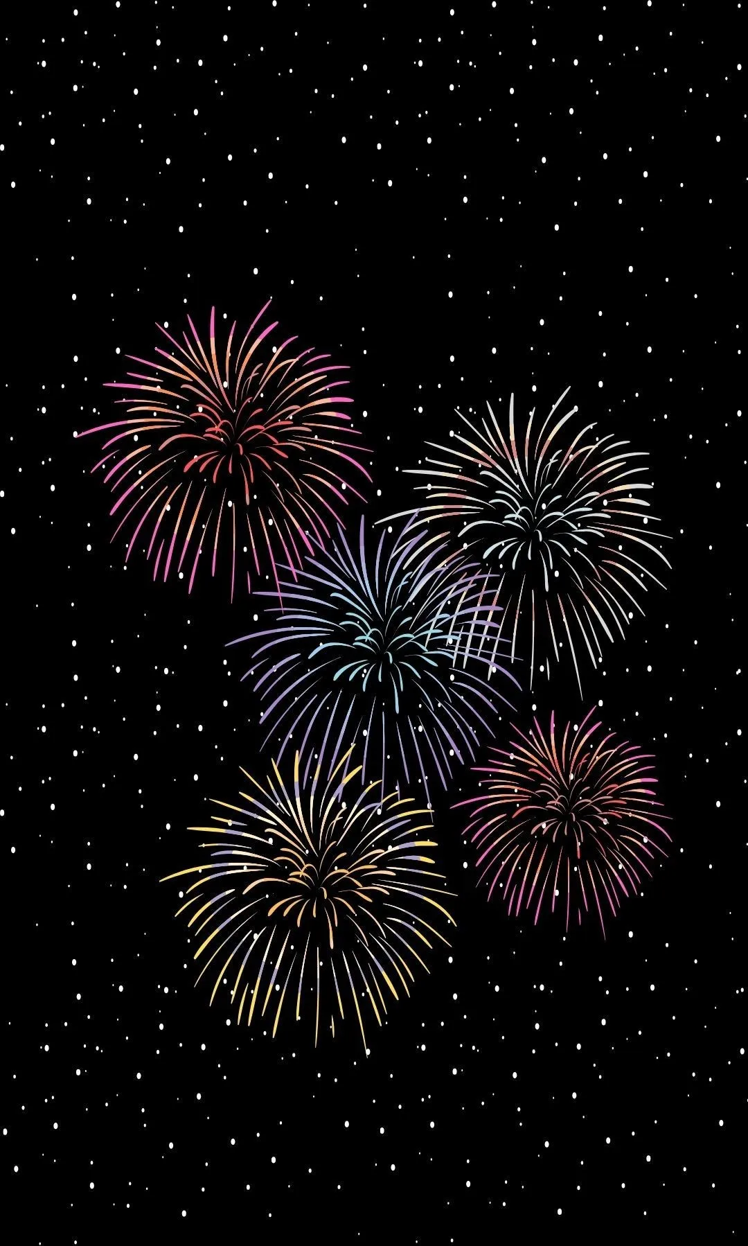 Beautiful view of fireworks lighting up the starry sky