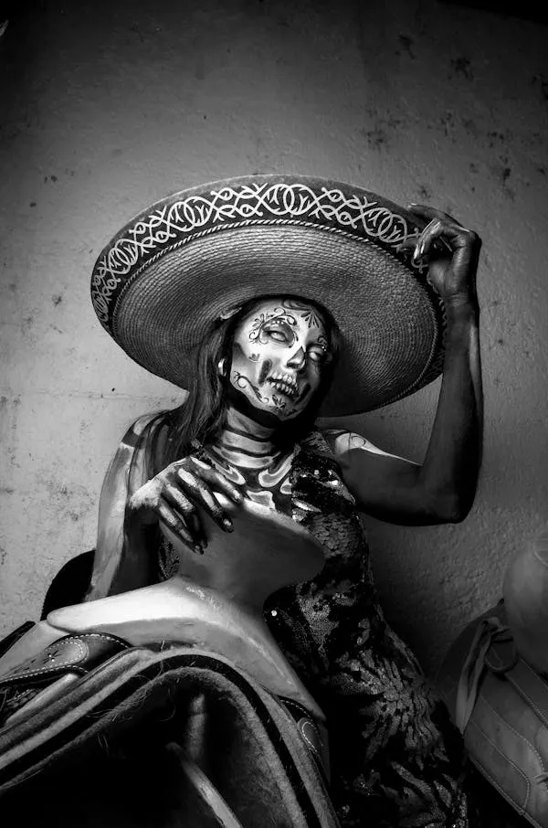Black and White Portrait in Traditional Skull Makeup