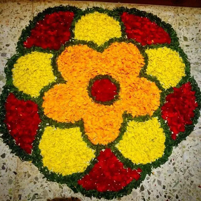 Bright Circular Flower Athapookolam for Home decoration