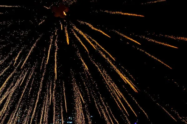 Bright Fireworks Bursting with Color and Sparkles in the Sky