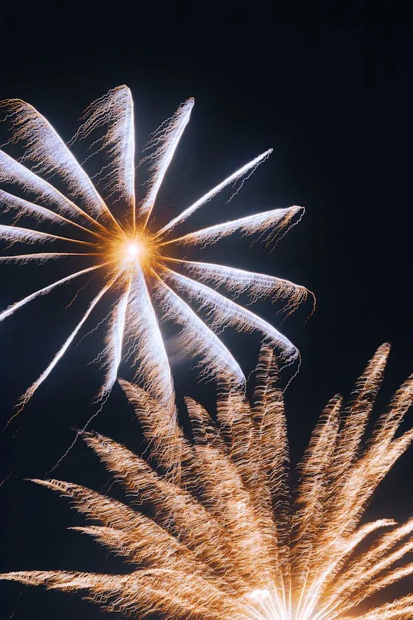 Bright fireworks exploding in multiple directions image