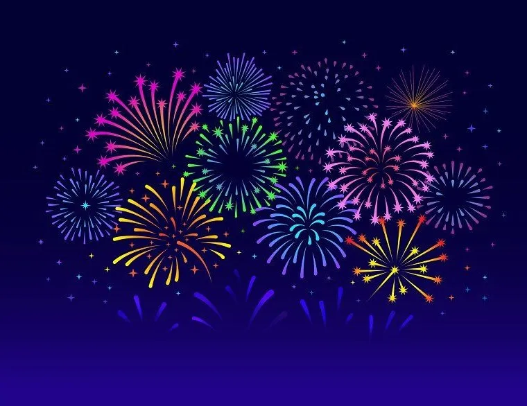 Bright fireworks filling the sky in various colours Wallpaper