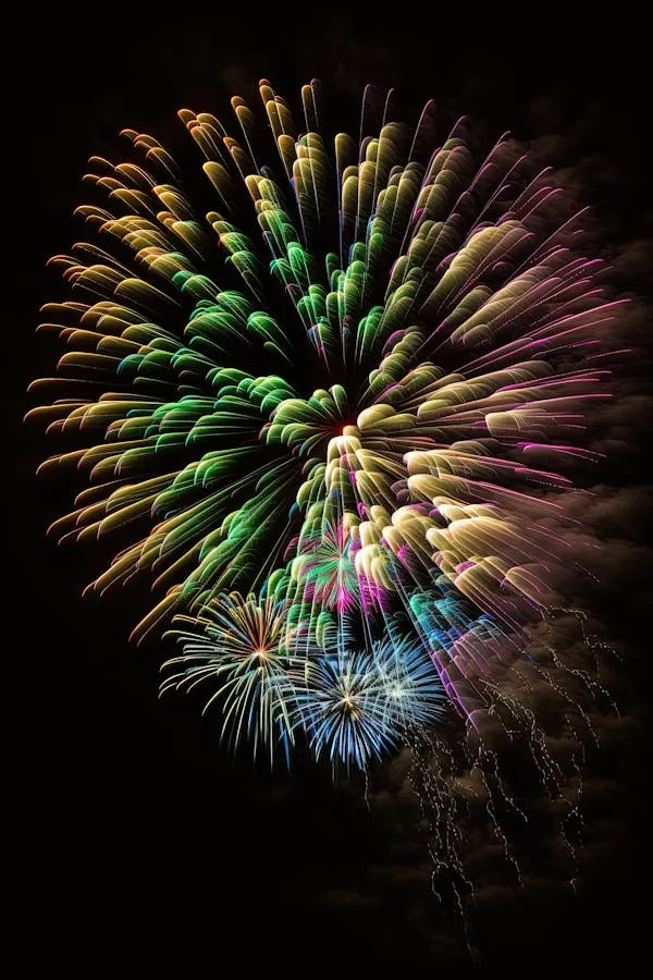 Bright Multi-Color Fireworks Lighting up the Night Sky