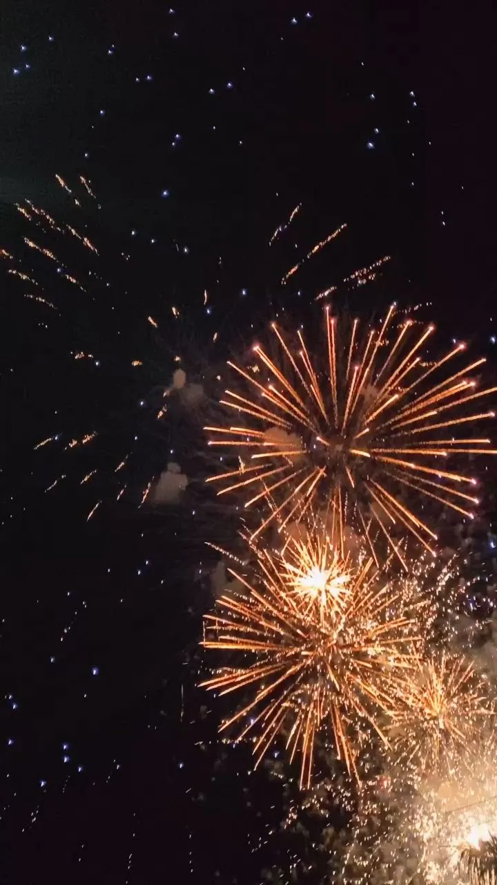 Bright Orange Fireworks Light up The Dark Sky Wallpaper