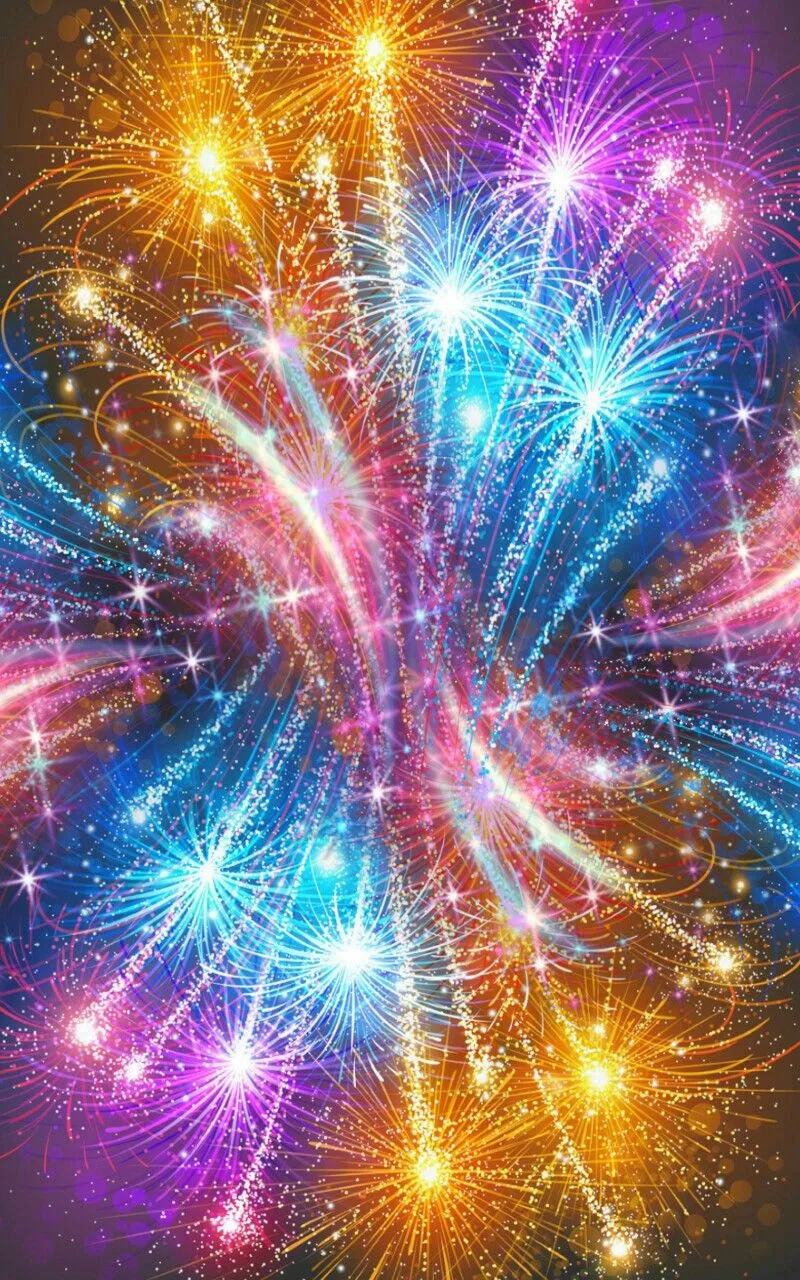Bright starburst fireworks in vibrant sparkling explosion