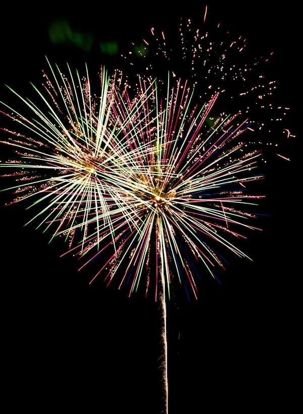 Brilliant Fireworks Lighting up the Night with Warm Tones