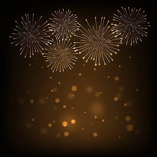 Burst of fireworks lighting up the sky with golden hues