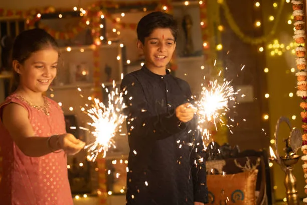 Children Playing with Sparklers at Dark Night Sky Wallpaper