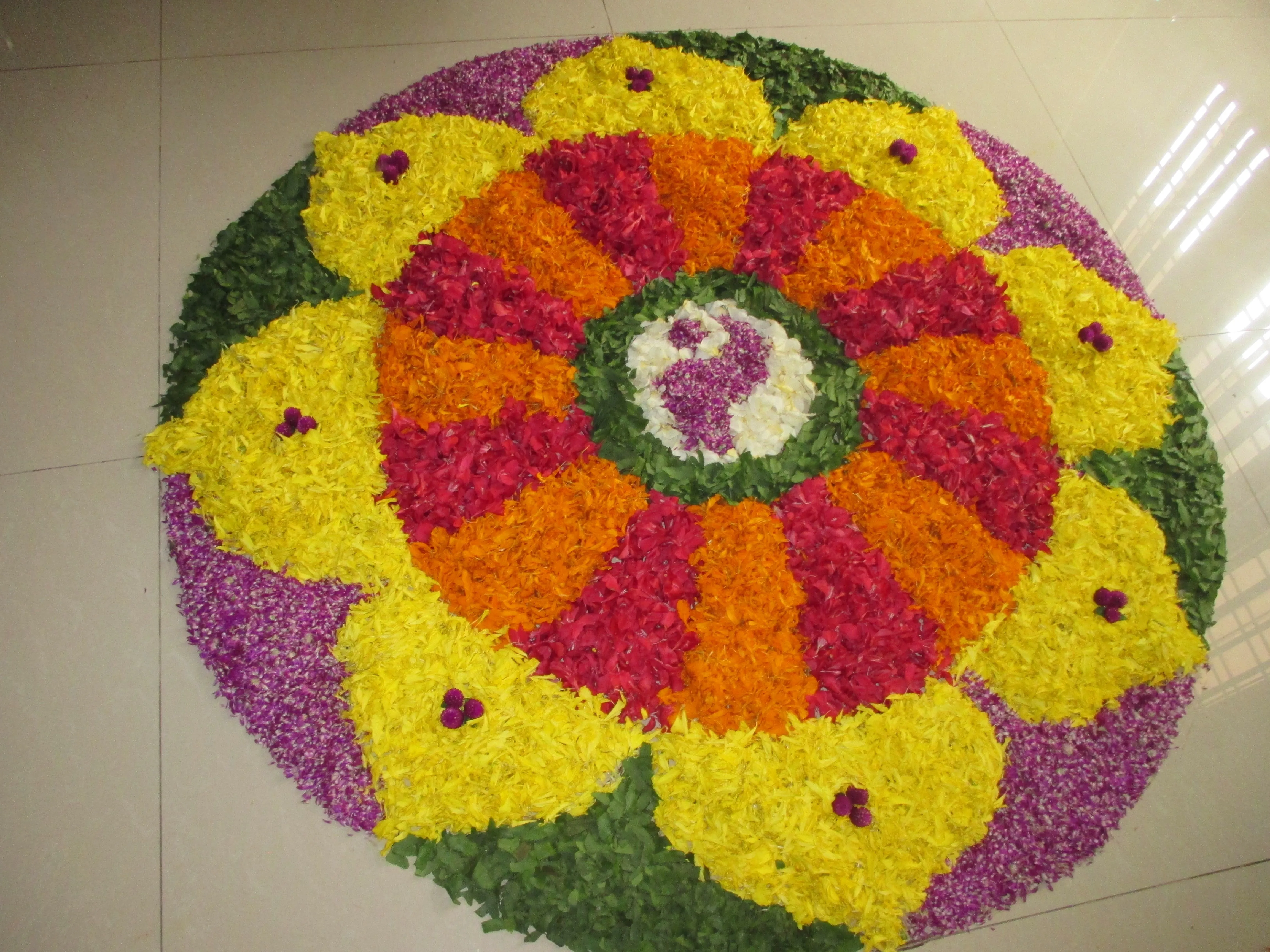 Circular floral pookolam with alternative colours image