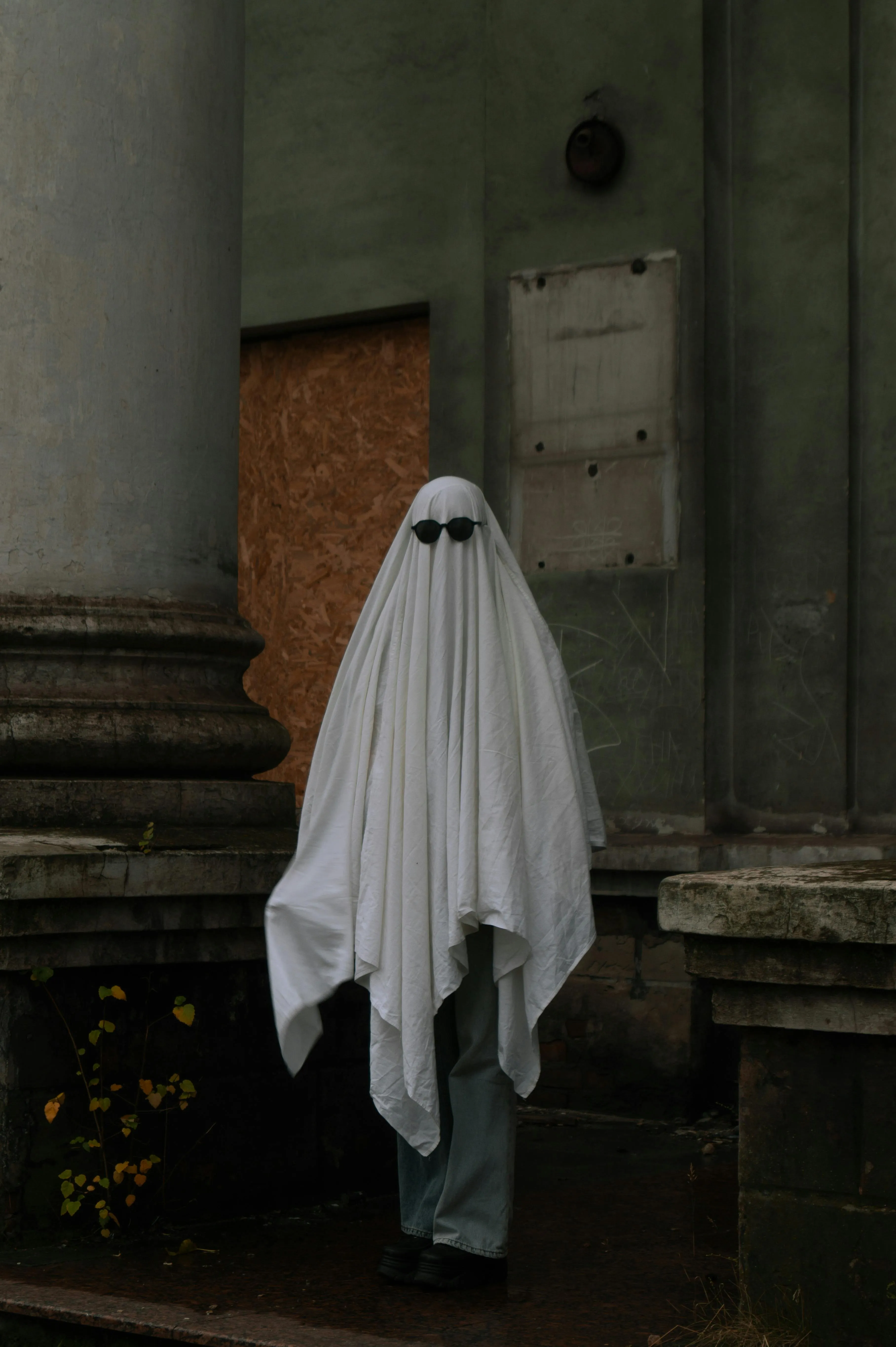 Classic Ghost Costume in Abandoned Building Wallpaper