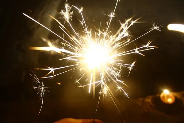 Close up of a Sparkler Lighting up the Dark Night Wallpaper