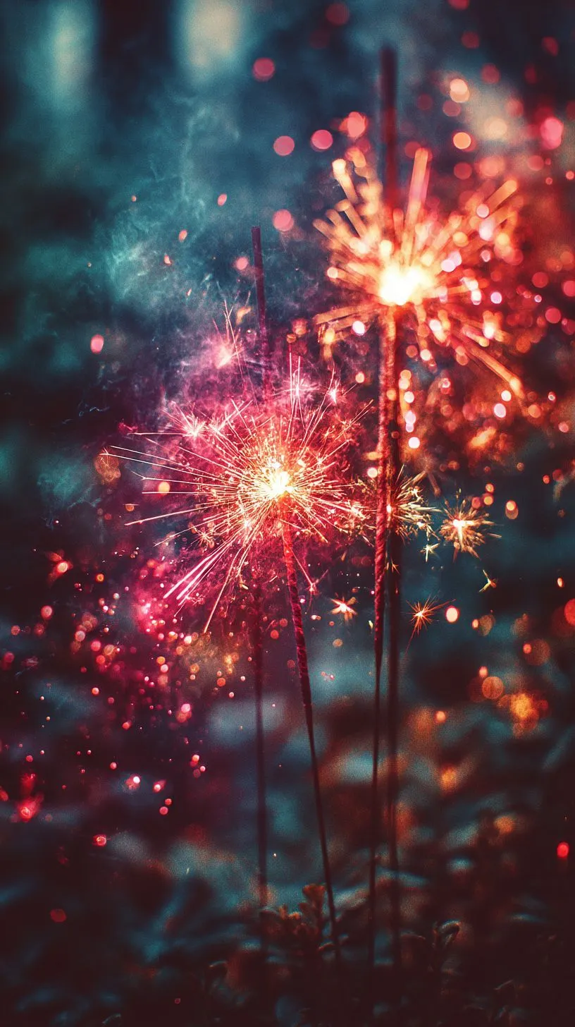Close up of colorful fireworks creating a sparkling effect