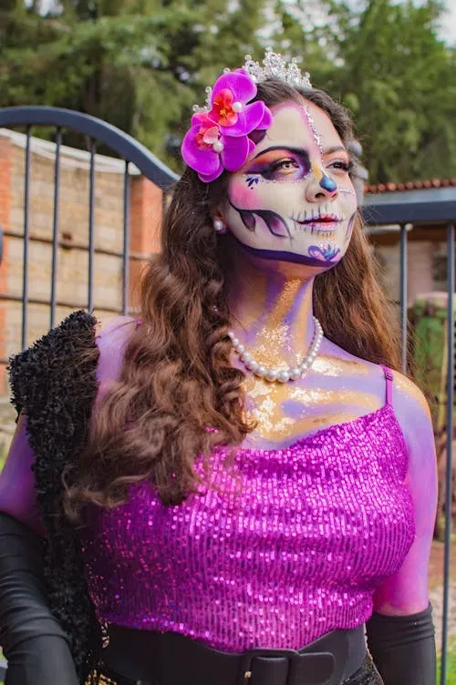 Colorful and Creative Skeleton Makeup for Halloween Event
