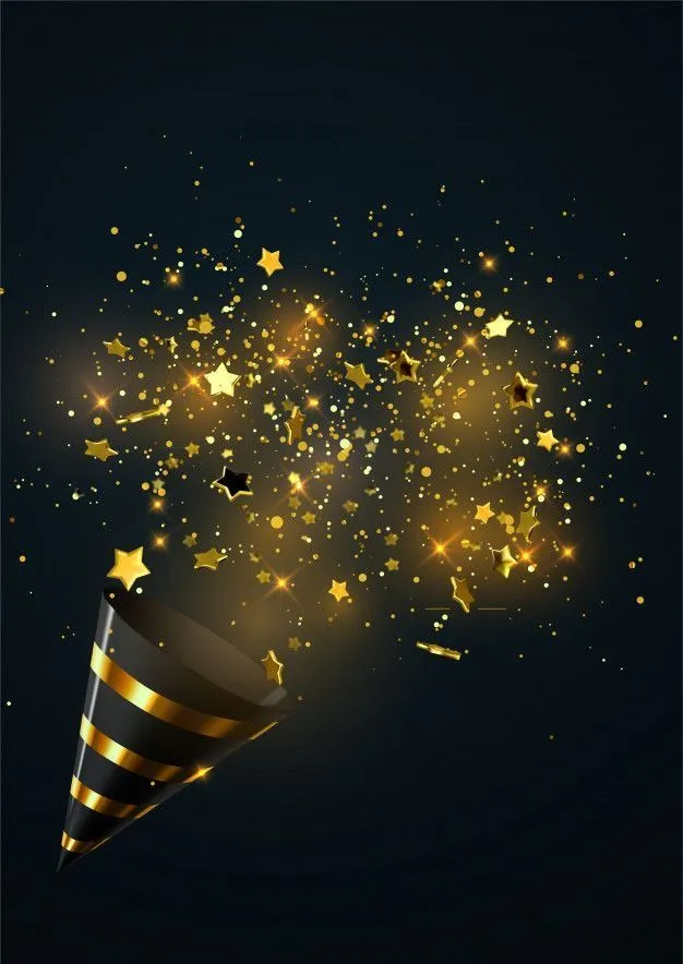 Colorful Firework Cone with Golden Sparkles in the Air