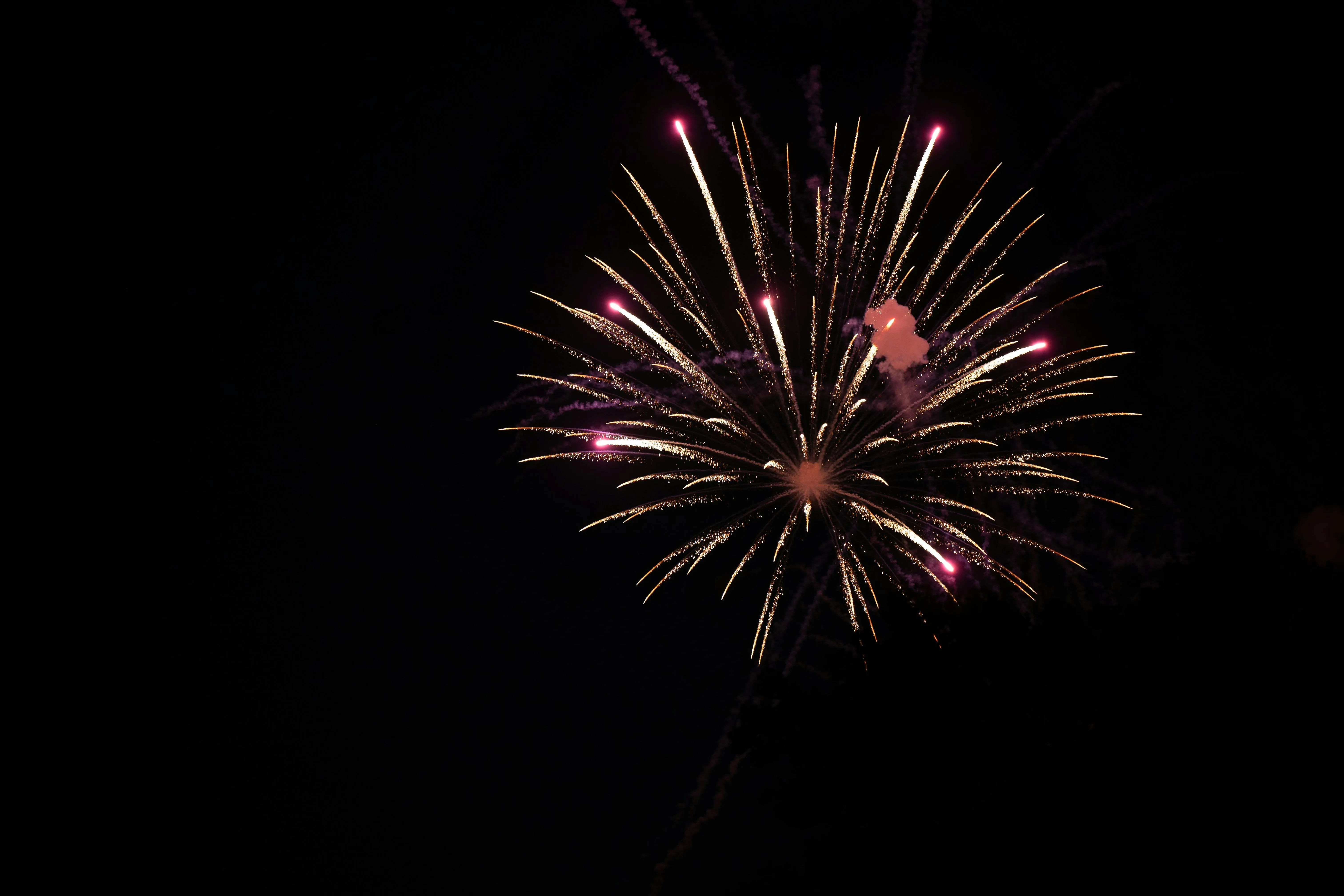 Colorful fireworks exploding in various directions