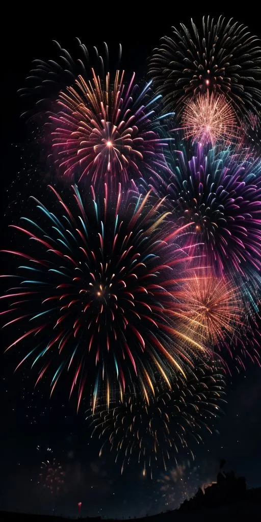 Colorful fireworks lighting up the night sky beautifully