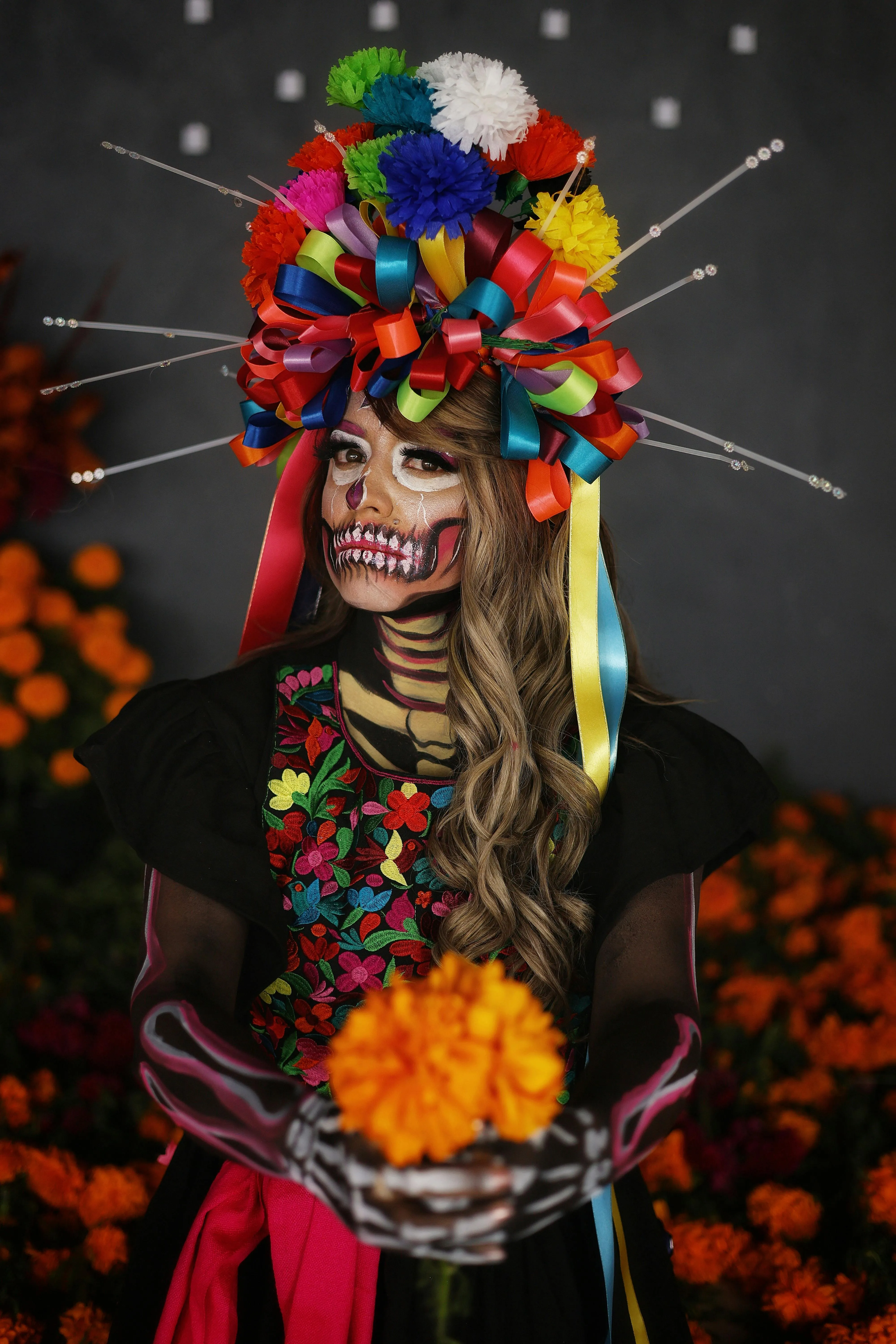 Colorful Halloween Costume with flower Accessories image